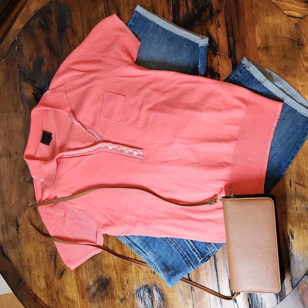 Colour Works Polo Style Sweater Top - Size L